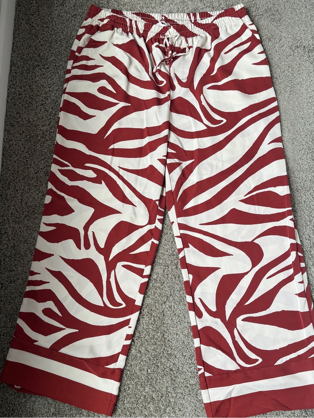 Zebra-Print Satin Pants